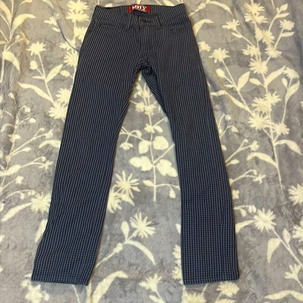 LEVI’S 510 Jean’s-Boys Slim Fit Stretch Blue/Brown  check- size 12 Reg (26)